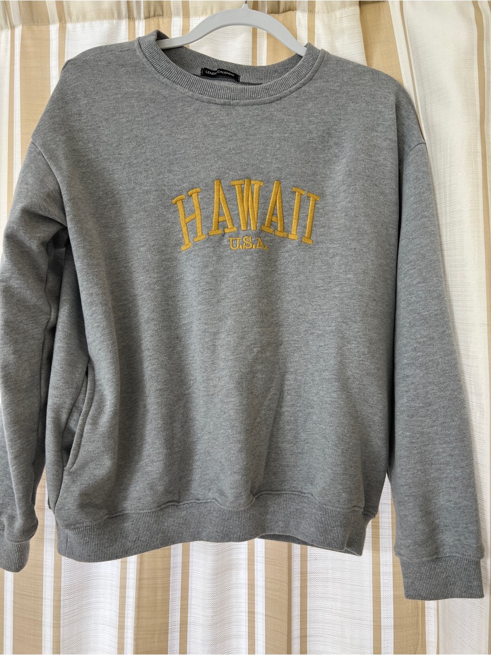 Princess Polly Gray Crewneck Sweatshirt with Yellow 'HAWAII' Embroidery